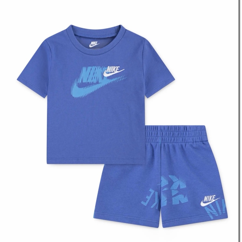 Brand New with Tags: Nike Comet Blue Kids Tee and Shorts Set